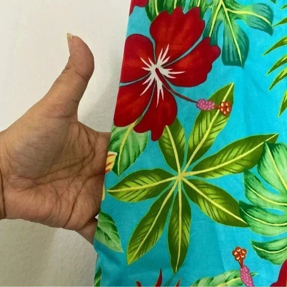 Wave Shoppe Mid-Calf Turquoise Floral Kaftan Dress Sz‎ M - Picture 7 of 16